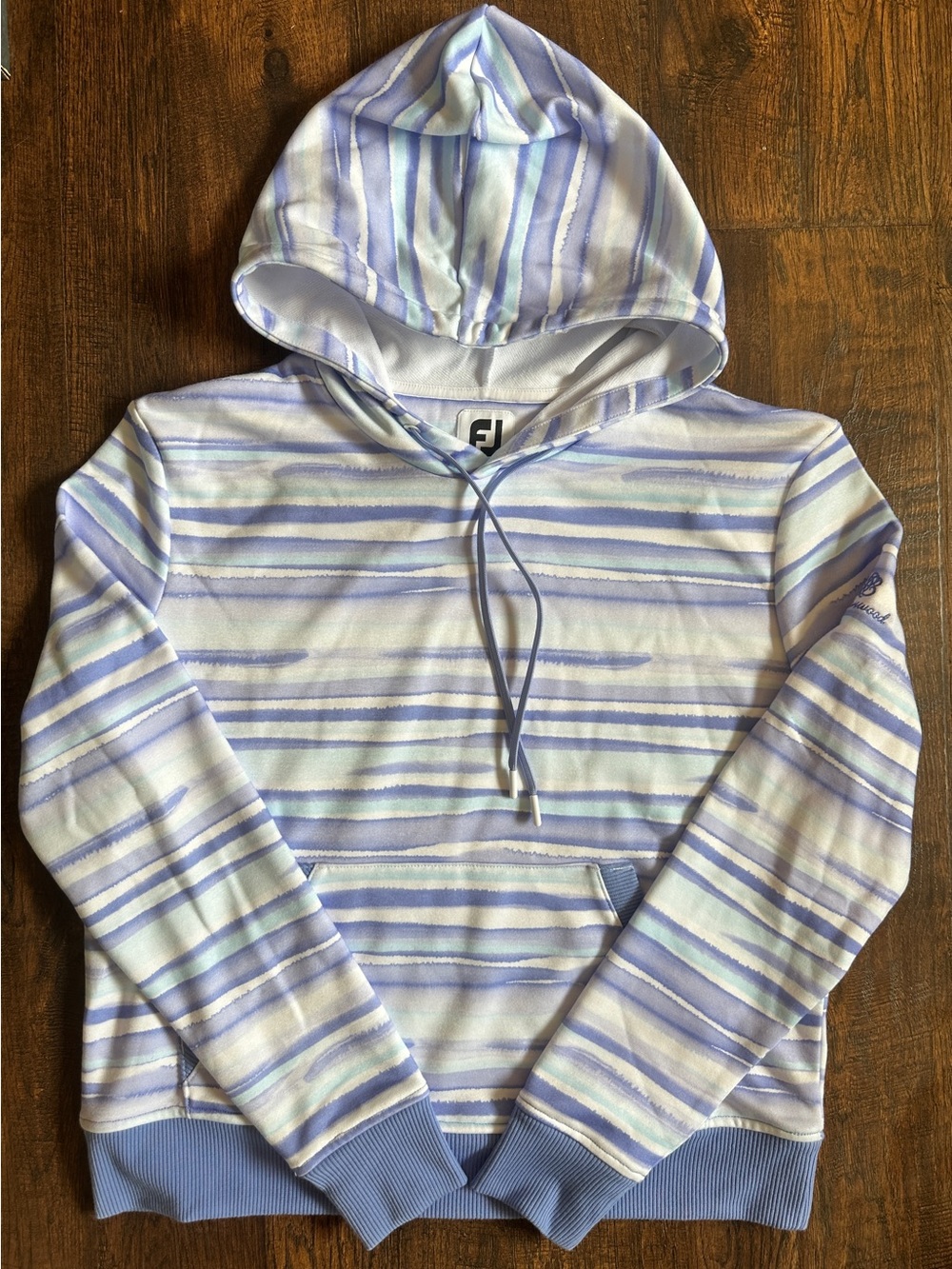 FootJoy Womens Small Golf Hoodie Prestonwood Purple Blue Stripe
